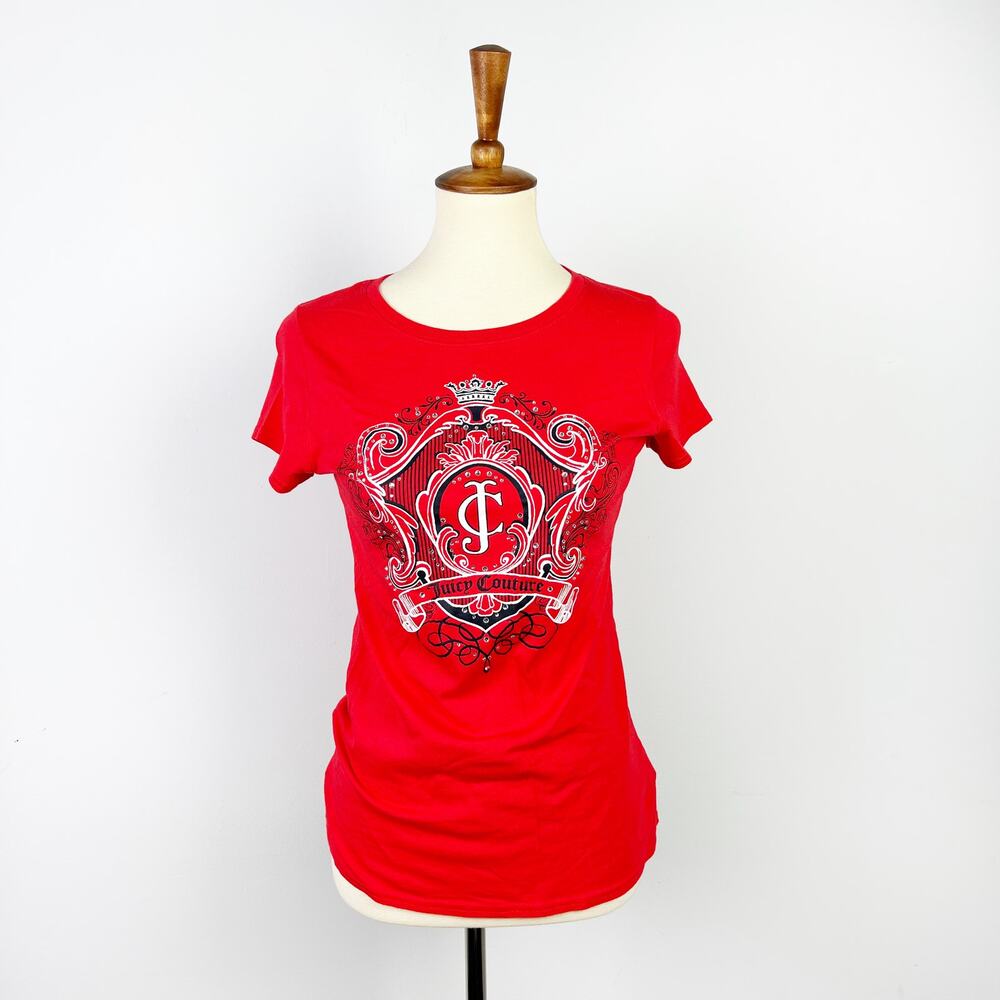 Juicy Couture vintage y2k red rhinestone bedazzled sparkle shirt Size Medium